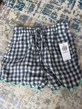 Old navy Gingham Scallop-Trim Lounge Shorts - Navy & White